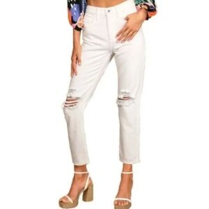 AFRM Luisa Mid Rise Skinny Ankle Jeans 25 0 white 100% cotton‎ distressed